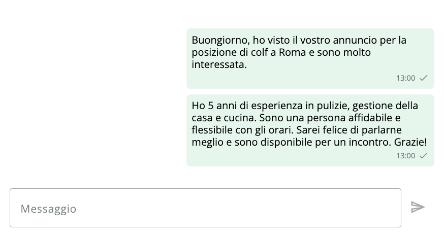 Esempio di messaggio